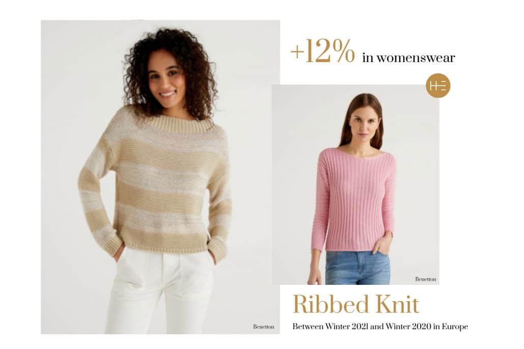 Heuritech trend forecasts for ribbed knit this Winter 2021 in Europe