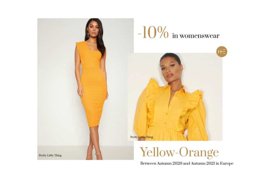 Heuritech trend forecasting for yellow orange in Europe this Fall 2021