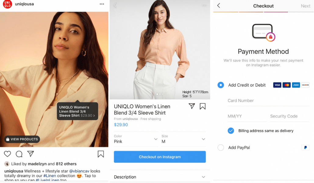 Uniqlo Instagram shopping to online website